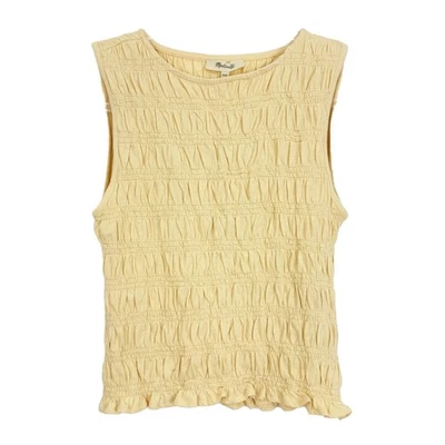 Camiseta sin mangas MADEWELL cuello barco calado XXS amarillo gamuza pálido nueva con etiquetas B5 Foto 1 de 4