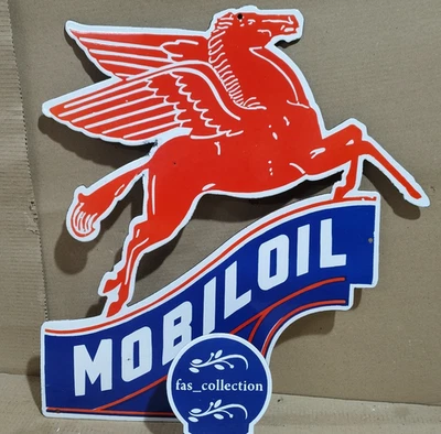 mobiloil Porcelain Enamel Sign  22 x 20 Inches 1 Sided - Image 1 of 4