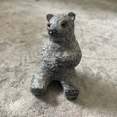 Estatuilla de oso de piedra tallada de lobo Canadá de colección escultura arte nórdico Foto 1 de 3