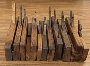 Lot of 11 WOODEN MOLDING PLANES Pettigrew Ohio Wood Dundee Barton other Mfgs - Picture 1 of 8
