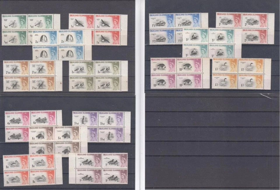 Falkland Island Birds Stamps QEII Definitives SC128-42 Block of 4 MNH - Image 1 of 1