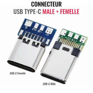 2x USB 3.1 Type-C Connector Female/Male Socket Adapter to Solder Wire PCB Board - Imagen 1 de 5