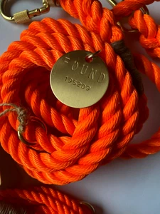 Found My Animal Rescue Orange Rope Hundeleine Messing Beschläge Gr. L ca. 13mm - Bild 1 von 10