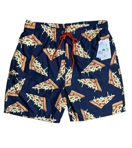 Pizza Print Bathing Suit US Surf Club Oahu Hawaii Mens size Large  - Picture 1 of 7