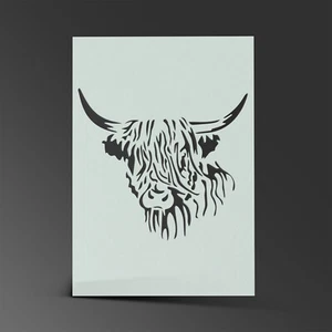 Highland Cow Stencil Mylar Sheet Painting Wall Art Kids Craft 190 Micron - Picture 1 of 2