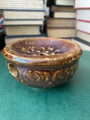 Quemador de incienso de cerámica Rockingham de colección plato de mantequilla desconocido Bennington Foto 1 de 4