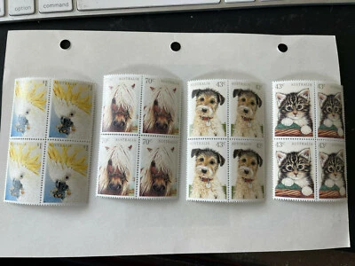 Australia MNH Blocks of 4 Scott 1222-1225 Pets Stamps - Image 1 of 2