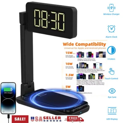 Desk Lamp, Foldable  LED Desk Lamp with Wireless Charger, USB Charging Port - Image 1 of 4