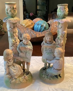 Vintage Ardalt handbemalt Lenwile China Japan Kerzenständer mit Kindern - Bild 1 von 9
