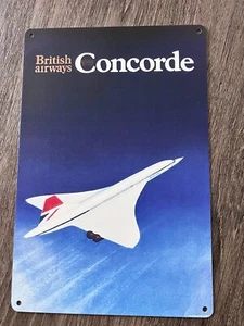 BA CONCORDE NEGUS ARTE VINTAGE Avión Metal Pared Puerta Placa 30x20cm 12x8" - Imagen 1 de 2
