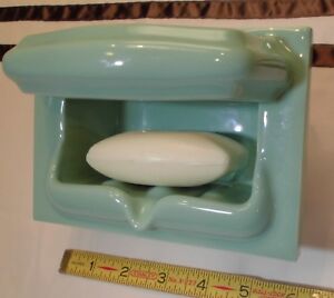 Vintage *Sylvan Green* Ceramic Soap Dish with Grab Bar by American Olean Co. NOS