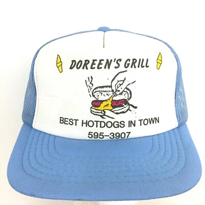 Винтажная бейсболка Doreens Grill Best Hotdogs кепка с логотипом из сетчатой пены с застежкой сзади для дальнобойщиков - Изображение 1 из 4