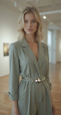 Donna Vita Alta Hip Metallo Argento Catena Moda Cintura Animale Tartaruga M L XL - Immagine 1 di 4