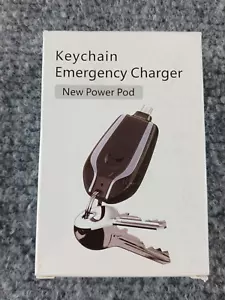 KEYCHAIN EMERGENCY CHARGER NEW POWER POD BLACK MICRO USB - Picture 1 of 7