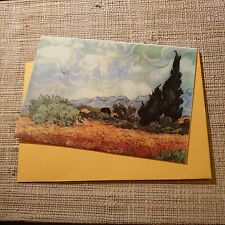 Van Gogh Wheatfield cards notelets + envs 20 pack linen card, folded A6 blank 