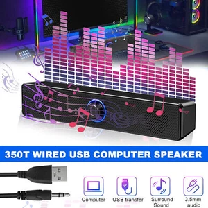 Stereo Bass Sound Computer Speakers 3.5mm USB Wired Soundbar for Desktop US - Picture 1 of 16