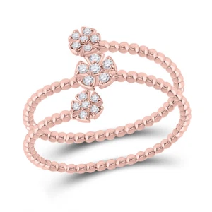 10kt Rose Gold Womens Round Diamond Fashion Flower Cluster Ring 1/8 Cttw - Picture 1 of 1