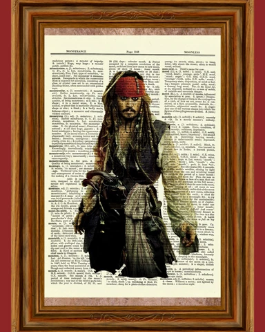 Johnny Depp Jack Sparrow Dictionary Art Print Poster Pirates of the Caribbean Cover