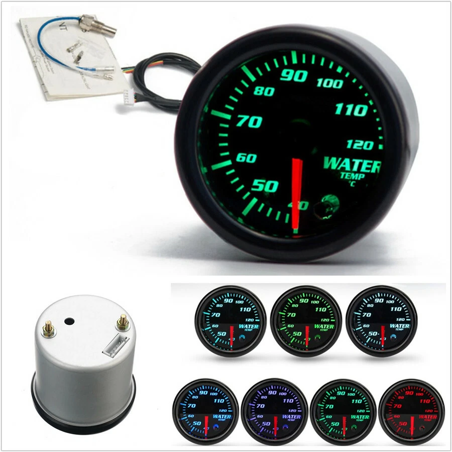 Medidor digital de temperatura refrigerante de agua para automóvil retroiluminación LED de 2" 52 mm 7 colores Foto 1 de 4