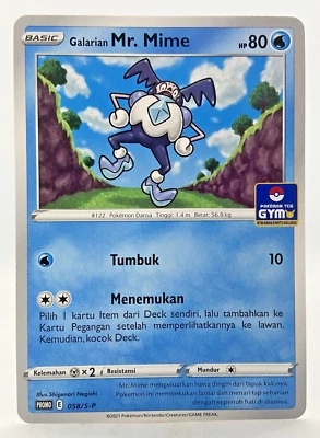 Special Pokémon TCG Indonesia Galarian Mr. Mime Gym Promo 058/S-P Near Mint - Image 1 of 4