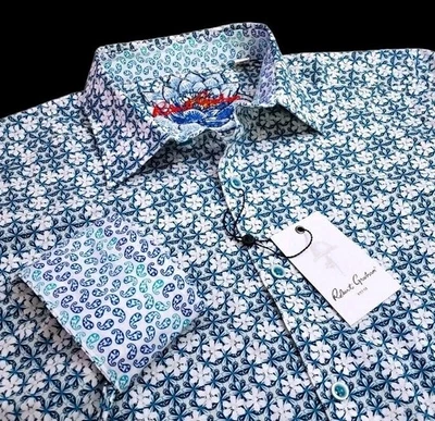 Robert Graham Geometric Shamrock Floral Paisley Mens Large Colorful Sport Shirt - Image 1 of 4
