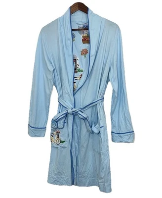 Nick and Nora Blue Cotton Robe Garden Flower S/M - Image 1 of 4