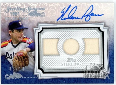 Nolan Ryan 2020 Topps Sterling Seasons Blue Triple Relic Autograph Card 09/10 - Image 1 of 2