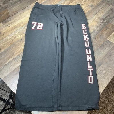 Pantalones deportivos Ecko Unlimited holgados de pierna ancha para hombre talla XL negros rojos Y2k Foto 1 de 4