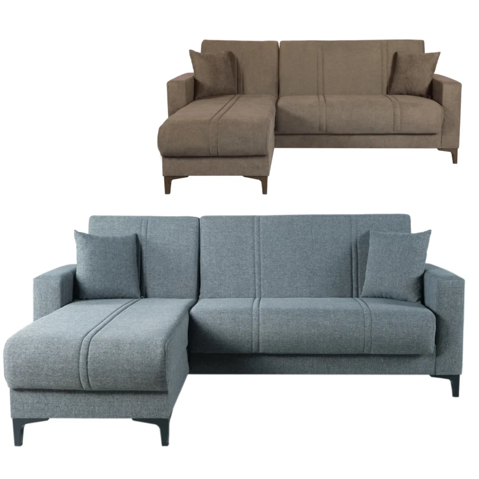 Divano Letto Con Penisola 3 Posti Angolare Reversibile Contenitore Bravo Bacos - Immagine 1 di 1