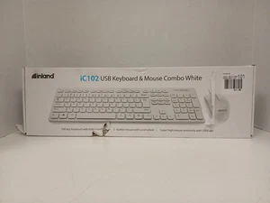 Inland ic102 Wired USB Keyboard and Mouse Combo, White - Picture 1 of 8