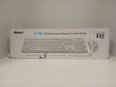 Inland ic102 Wired USB Keyboard and Mouse Combo, White - Image 1 of 4