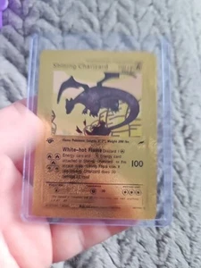 Shining Charizard Gold Foil Fan Art Vinyl Textured Collector Pokemon Card - Picture 1 of 4