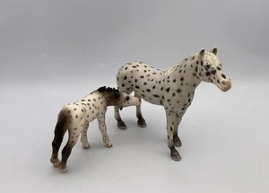 Schleich KNABSTRUPPER MARE & NURSING FOAL Horse Figures 13617 Retired - Picture 1 of 4