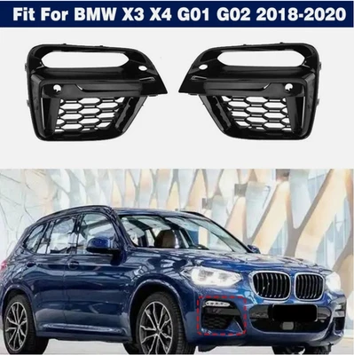 1 Pair Front Bumper Fog Light Frame Grille Cover For BMW X3 X4 G01 G02 2018-2020 - Imagem 1 de 4