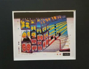 Friedensreich Hundertwasser "Night Train" Matted offset Lithograph 1986 - Picture 1 of 4