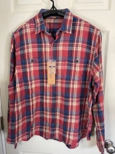Taylor Vintage Luxe Performance Stretch fast dry Flannel Men's XL Indigo Plaid - Picture 1 of 4