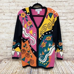 Vintage Sideffects Damen Strickjacke Pullover Gr. M Oversize Langarm Knopf hell - Bild 1 von 6