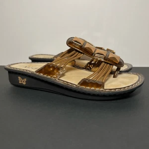 Womens ALEGRIA Pisa Bronze Patent Leather Embellished Sandals / Size 9 - EU 39 - Picture 1 of 8