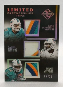 2014 Limited Triple 4-Color Patches 🏈 TANNEHILL 🏈 LANDRY 🏈 THOMAS  7/25 🐬 - Picture 1 of 3