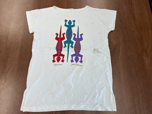 CAMISA MUJER LAUREL BURCH VINTAGE TALLA ÚNICA LAGARTOS SALTANDO ARTE AÑOS 90 NUEVA NOS - Imagen 1 de 7
