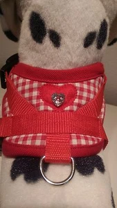Arnés blando talla S, collar rojo Chihuahua, arnés para el pecho, arnés de correa a cuadros - Imagen 1 de 4