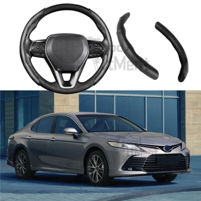 For Toyota Camry Carbon Fiber Leather Car Steering Wheel Cover Anti Slip Booster - image 1 of 4