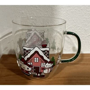 Hello Kitty von Sanrio Winter Wonderland Glas Becher mit Glitzer Henkel Neu mit Etikett - Bild 1 von 5