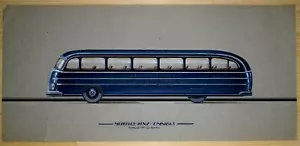 Mercedes Bus Automobile Styling Rendering Drawing Art Deco Modernism 1930 - Picture 1 of 8