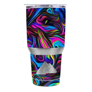 Skin Decal for Ozark Trail 30 oz Tumbler Cup (6-piece kit) / Neon Color Swirl G - Picture 1 of 1