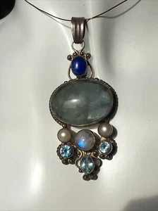 Adam Fierro Anhänger Labradorit, Mondstein, andere Edelsteine 925 Sterling Silber - Bild 1 von 20