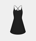 Halara Black Backless Workout Dress Everyday Cloudful Fabric 2-in-1 Flare