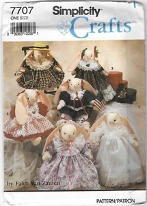 Vintage 1991 Simplicity 7707 BUNNY W/ SEASONAL WARDROBE Faith Van Zanten UNCUT - Picture 1 of 2