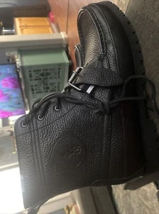 Polo Ralph Lauren Ranger Black Leather Buckle Strap Combat Ankle Boots Men 10 - Picture 1 of 9