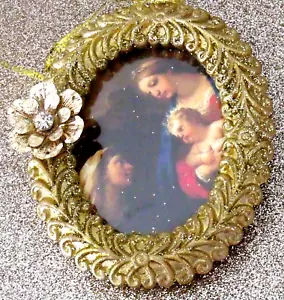 Neu Maria mit Jesuskind Großeltern St. Anna Bilderrahmen religiös Ornament - Bild 1 von 3